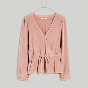 Madewell Corduroy Tie-Front Faux-Wrap Top - Warmed Sandstone